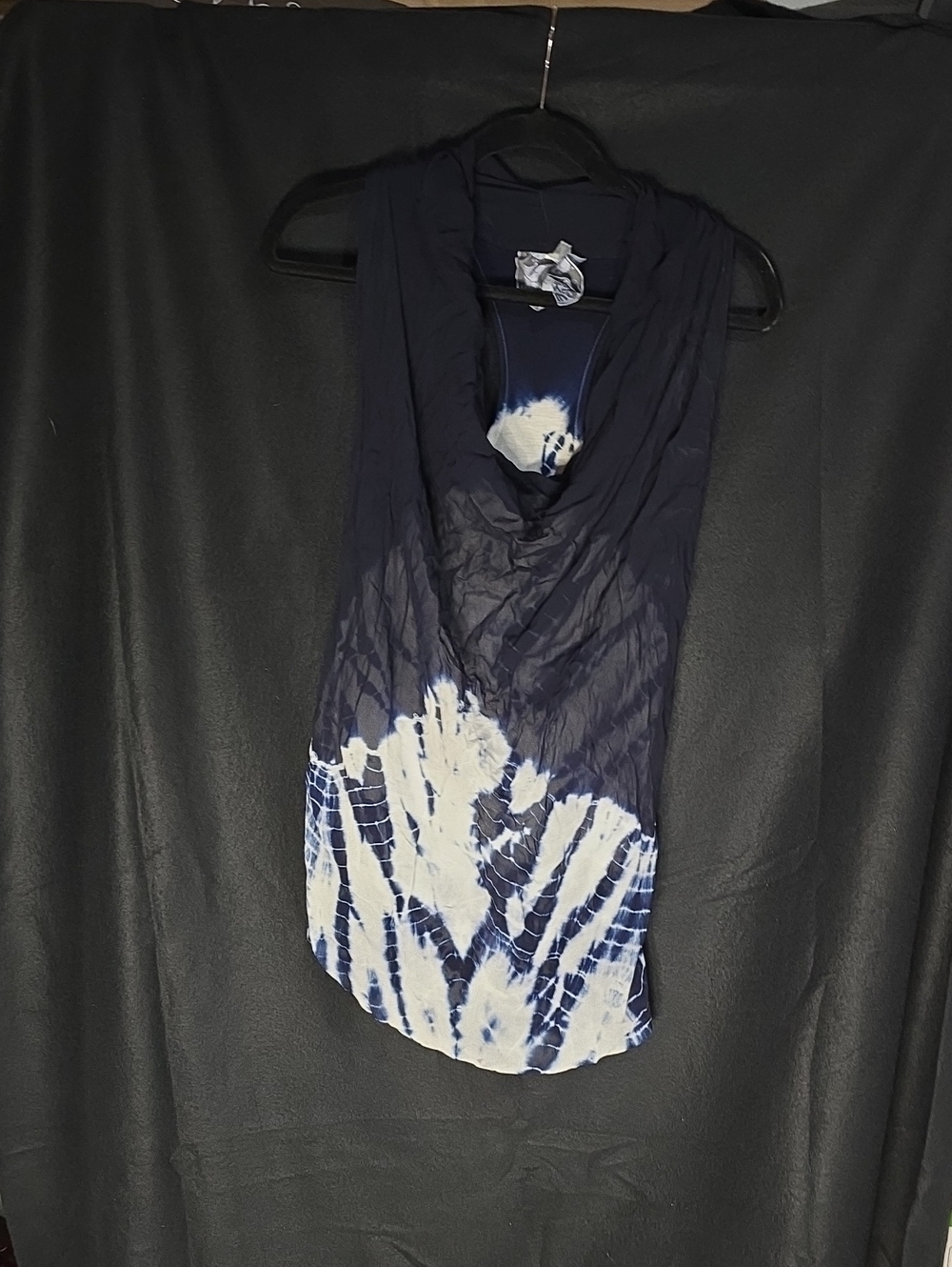 Young Fabulous & Broke Navy and White Tie-Dye Cowl Neck Camisole Top